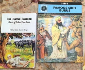 NEW Kids 2 Books Set GUR BALAM SAKHIAN & 5 FAMOUS GURUS ACK Guru Nanak Stories - Picture 1 of 12