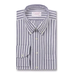 Thomas Pink Shirt Classic Fit Stripe Blue Cotton RRP125 - Picture 1 of 5