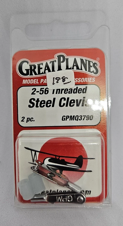 Original Great Planes RC Plane Part #3790* Steel Clevis 2-56 Threaded  NOS - Image 1 of 1