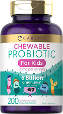 Chewable Probiotics for Kids | 200 Tablets | 6 Billion Cfus | Natural Raspberry 