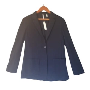 New $338 IISLI 100% Wool Boyfriend Blazer Jacket Stretchy Navy Blue Size 12 - Picture 1 of 8