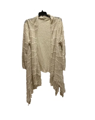 Cárdigan One World Crochet Mujer 1X Marfil Flecos Festival Rockability Bohemio Foto 1 de 4