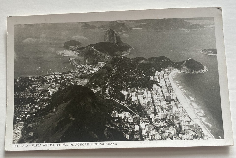 RPPC Aerial View COPACABANA Rio De Janeiro Brasil Coast Brazil Postcard 1960