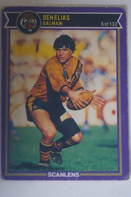 NRL Rugby League Vintage 1987 Scanlens Card Balmain Tigers Ben Elias - image 1 of 4