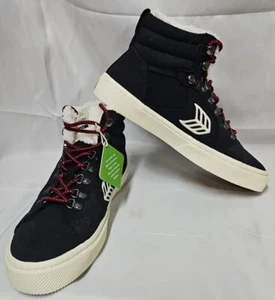 CARIUMA Caturi Black Suede Ivory Logo Boot Shoes Men 6.5 Women 8 High Top Vegan - Picture 1 of 11
