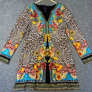 Hale Bob Dress Womens Large Animal & Floral Short Sleeve Kaftan - Picture 1 of 19