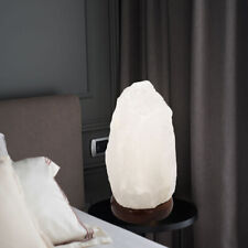 Salzkristalllampe Tischleuchte Tischlampe weiß Holz Wohnzimmerleuchte H 19 cm