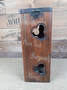 Rustic Smokey brown hard Wooden wine bottle Box Storage - Picture 1 of 17