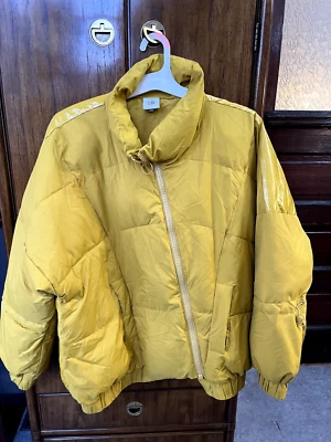Cabi Yellow Puff Jacket Coat Women Size S Asymmetrical Zip Oversized Fit - Image 1 of 4