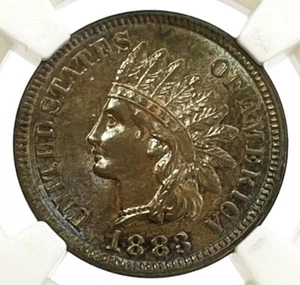 1883 1883/83 REPUNCHED DATE US INDIAN HEAD CENT 1C COIN NGC MINT STATE 64 BROWN - Picture 1 of 4
