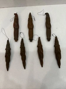 7 Primitive Rustic Country Farmhouse Santa Ornaments - Picture 1 of 15