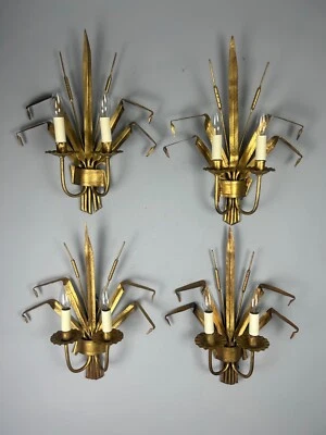 Conjunto de 3 luzes de parede antigas francesas douradas, reconectadas e testadas pelo PAT (SA1096415) - Imagem 1 de 4