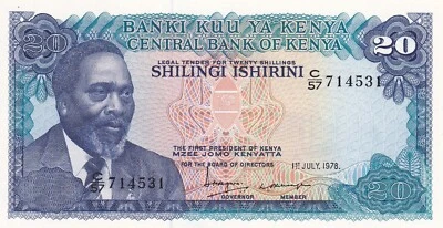 🇰🇪 KENYA, 20 Schilling, 1978, UNC, p17 , Serial Number: C/57714531 - Image 1 of 2