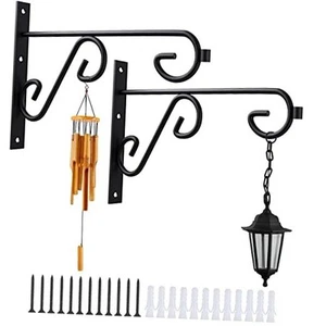 Hanging Plant Bracket Metal Wall Hook,Anti-Rust Indoor 12 Inch Black/2Pcs - Picture 1 of 7