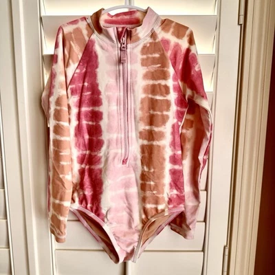 Crewcuts Girls 6-7 Long Sleeve Rash Guard One Piece Tie Dye UPF 50+  - Image 1 of 4