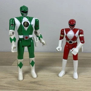 2x Vintage Power Ranger Bundle Lot - Bandai 1993 1991 - Flip Head - Green Red - Picture 1 of 12