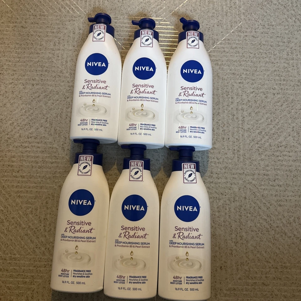 Paquete de 6 lociones corporales radiantes Nivea Sensitive 16,9 oz cada una nuevas, selladas Foto 1 de 1