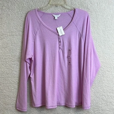 NWT Charter Club Intimates Womens Pink Ribbed Knit Stretch Pajama Top XXL PLUS - Image 1 of 4