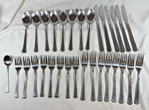 Vtg Lot Interpur Florenz Stainless Steel Japan Floral Flatware 31 Pcs - Picture 1 of 9