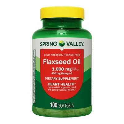 Spring Valley Flaxseed Oil Softgels for Heart Health, 1000 mg, 100 Count - Image 1 of 4