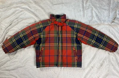 复古 90 年代 罕见 Polo Ralph Lauren 格子羽绒夹克 尺寸 M 仿旧滑雪雪 — 第 1/4 张图片