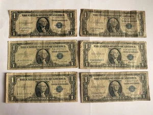 USA : 6 old Silver certificate Dollar notes - Picture 1 of 1