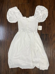 Altar’d state dress Med White Puff Sleeve,made In USA ,NWT Summer Retail $72 - Picture 1 of 10
