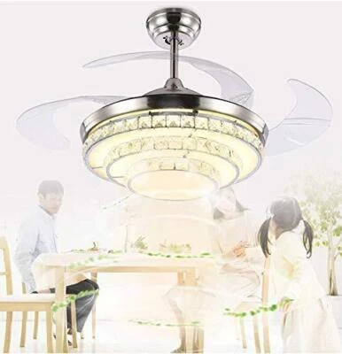 42"Crystal Ceiling Fan Light Remote Control Adjustable 3 Color Fan Fixtures - Image 1 of 4