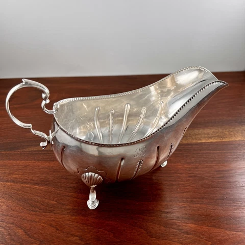 LIONEL CRICHTON IRISH STERLING SILVER SAUCEBOAT GEORGIAN 1760S REPRODUCTION Cover