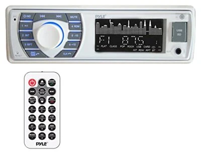 Pyle PLRMR23BTW Marine Single DIN In-Dash Radio AM/FM AUX USB Bluetooth Receiver - Image 1 of 4