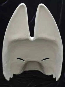 Komendo Fox Half Face Mask White Hand Painted Draw Paper Cosplay Kitsune NEW - Picture 1 of 5
