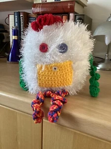 Hand Knitted Toys Teddy Bear Whose Mouth Is A Little Pocket Multicoloured - Picture 1 of 5