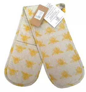 Organic Recycled RAINE & HUMBLE Double Oven Glove set Gift BEES Wildlife - Picture 1 of 3
