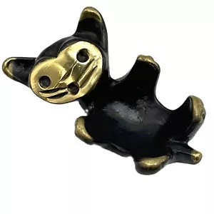 Walter Bosse Brass Black Cat Figurine Trinket Dish Gum Candle Holder Table Decor - Picture 1 of 9