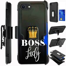 Card Holster For iPhone SE 2022/2020/8/7/6 Phone Case Cover BOSS LADY CROWN