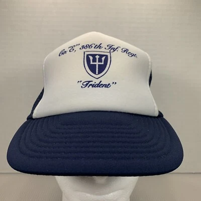 Sombrero de camionero vintage Co “E” 386th Inf Regt “Trident” Foto 1 de 4
