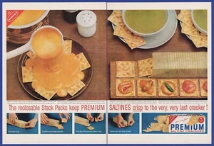 Vintage 1960 PREMIUM Saltine Crackers Kitchen Art Decor RARE Print Ad 1960's - Picture 1 of 1