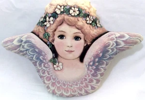 Vintage 1979 Dorothy Dear Designs Engel 3D Dekokissen viktorianischer Stil USA 18"x13" - Bild 1 von 6