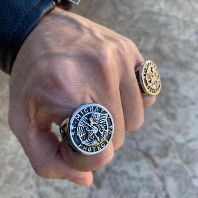 Anillo para hombre San Miguel Arcángel Acero acero inoxidable 7-15 Foto 1 de 4