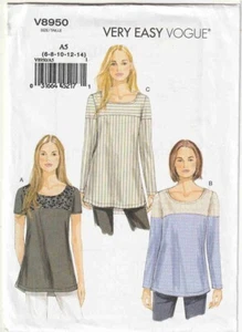 FF Vogue 8950 Neckline Yoke Loose Fitting Tops Shirts Tunic Sewing Pattern 6-14 - Picture 1 of 2