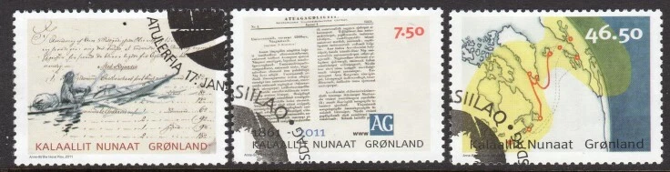 Groenlandia Scott #584-86 en muy buen estado usado 2011 comunicaciones en Groenlandia Foto 1 de 1