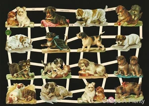 Chatarra troquelada estilo vintage en relieve alemán - arco Wow perros cachorros EF7327 - Imagen 1 de 1