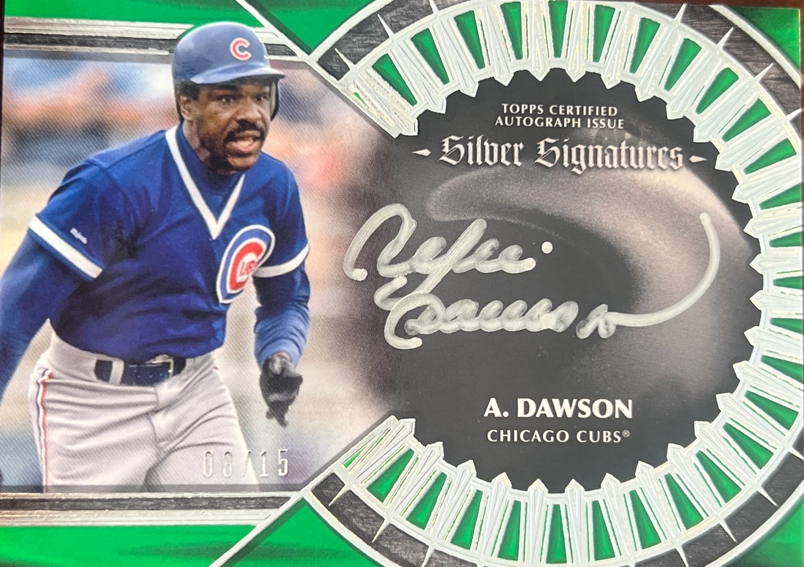 2023 Topps Five Star Andre Dawson #8/15 Silver Signatures Auto Green Cubs