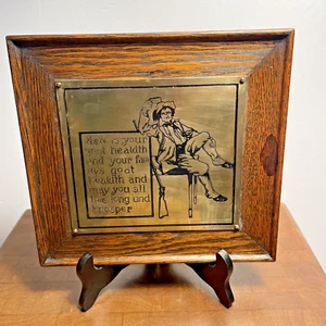 Antique 1902 Wharff-Eaton Arts & Crafts Mission Oak Plaque Live Long & Prosper - Picture 1 of 9