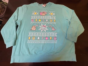 PUSHEEN Pullover Sweatshirt Übergröße türkis Weihnachten Urlaub Größe 2XL gebraucht - Bild 1 von 10