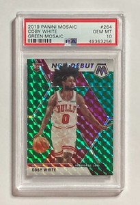 2019-20 Panini Mosaic Basketball Coby White Green Mosaic Prizm PSA 10 RC