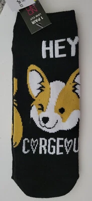 Womens No Boundaries Black Corge Low Cut Dog Socks shoe Size 4 to 10  - Image 1 of 4