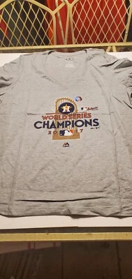 Houston Astros MLB Mujeres 2017 Campeón de la Serie Mundial Camiseta Cuello en V Majestic XL  Foto 1 de 3
