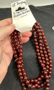 Necklace 48" Single Strand Beads Burgundy Vintage M-6923! - Picture 1 of 2