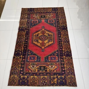 Vintage Hand Knotted Wool Oriental Rug, 3x5 ft Turkish Oushak Area Carpet - Picture 1 of 10